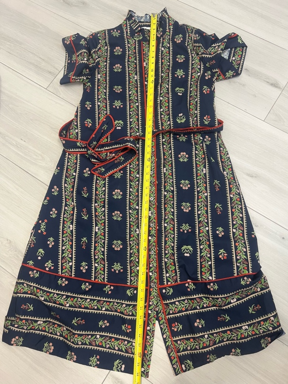 entro Blue Floral Print Midi Dress with Belt - Picture 10 of 12